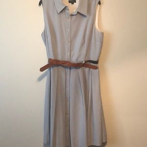 Blue and white striped dress